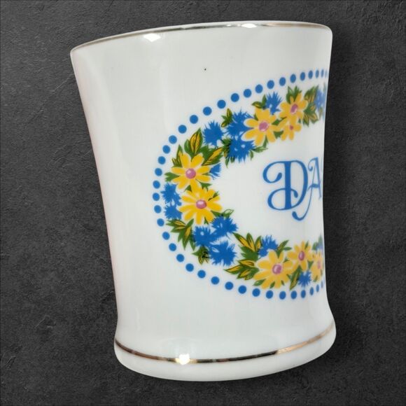 Vintage Dad Coffee Mug Floral Wreath Gold Trim Father’s Day Cup Holiday Gift - Picture 5 of 9